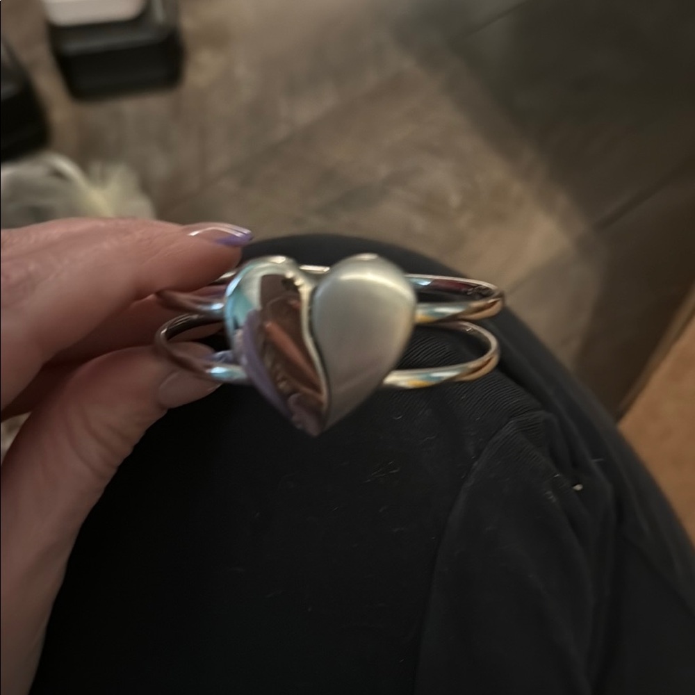 Silver Heart Cuff Bracelet